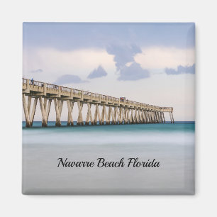 Navarre Beach Fishing Pier Square Magnet