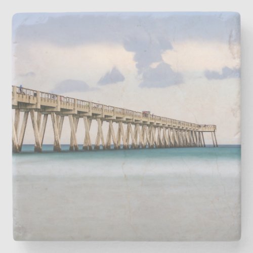 Navarre Beach Fishing Pier Stone Coaster