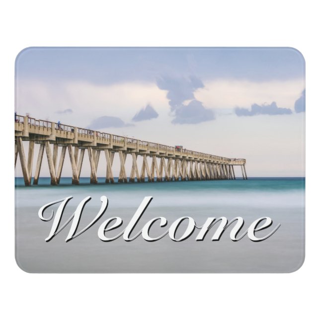 Navarre Beach Fishing Pier Welcome Door Sign (Contemporary Front)