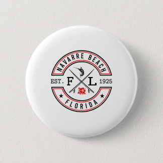 Navarre Beach Florida Fl Retro Surfer Beach Front  Button