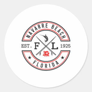 Navarre Beach Florida Fl Retro Surfer Beach Front  Classic Round Sticker