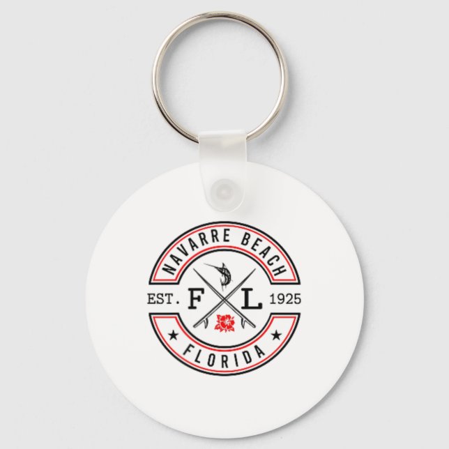 Navarre Beach Florida Fl Retro Surfer Beach Front  Keychain (Front)