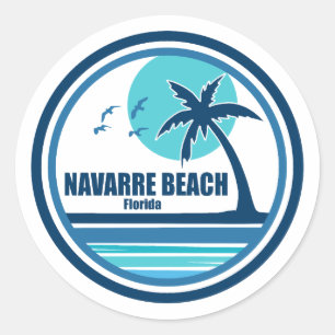 Navarre Beach Florida Palm Tree Birds Classic Round Sticker