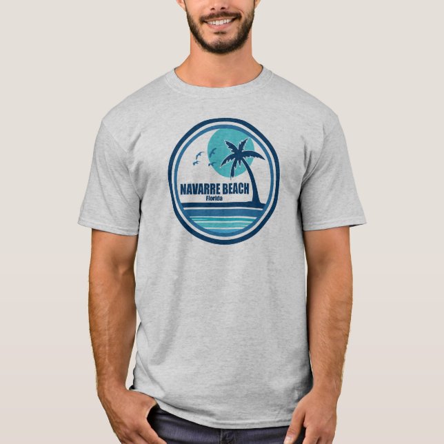 Navarre Beach Florida Palm Tree Birds T-Shirt (Front)