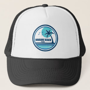Navarre Beach Florida Palm Tree Birds Trucker Hat