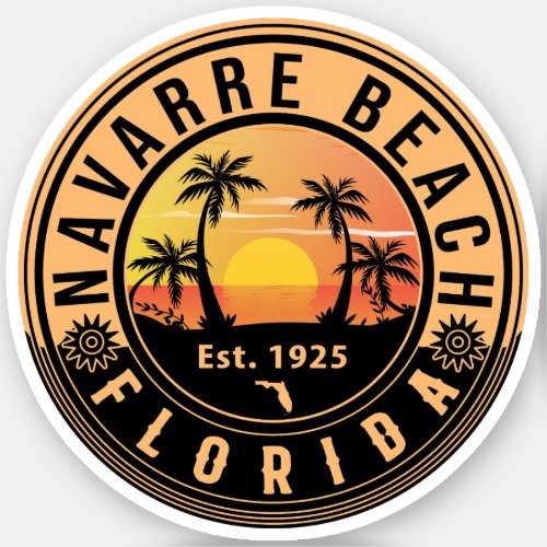 Navarre Beach Florida Retro Sunset Souvenirs Sticker