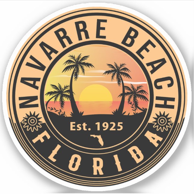 Navarre Beach Florida Retro Sunset Souvenirs Sticker (Front)