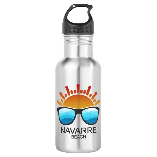Navarre Beach Florida Sunglasses Stainless Steel Water Bottle (Front)