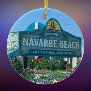 Navarre Beach Florida welcome sign Ceramic Ornament