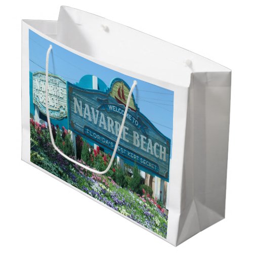 Navarre Beach Florida Welcome Sign Large Gift Bag