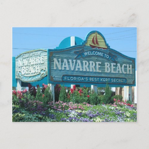 Navarre Beach Florida Welcome Sign Postcard