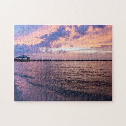 Navarre Beach Magic Hour Purple Sunset Jigsaw Puzzle
