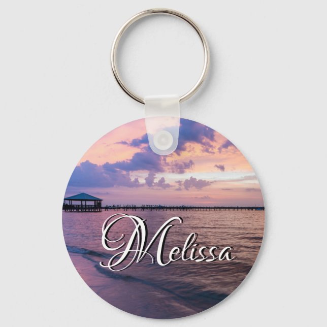 Navarre Beach Magic Hour Purple Sunset Key Chain (Front)