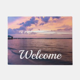 Navarre Beach Magic Hour Purple Sunset Welcome Doormat