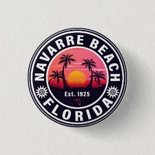 Navarre Florida Beach Retro Sunset Palm Trees 60s Button