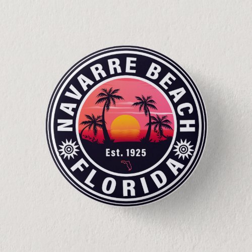 Navarre Florida Beach Retro Sunset Palm Trees 60s Button