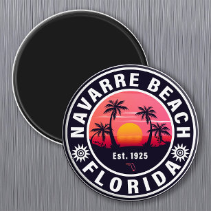 Navarre Florida Beach Retro Sunset Palm Trees 60s Magnet