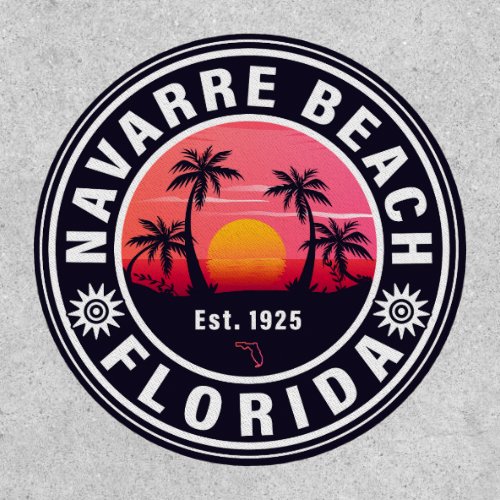 Navarre Florida Beach Retro Sunset Palm Trees 60s Patch