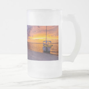Navarre Florida Fire Sunset Frosted Glass Beer Mug