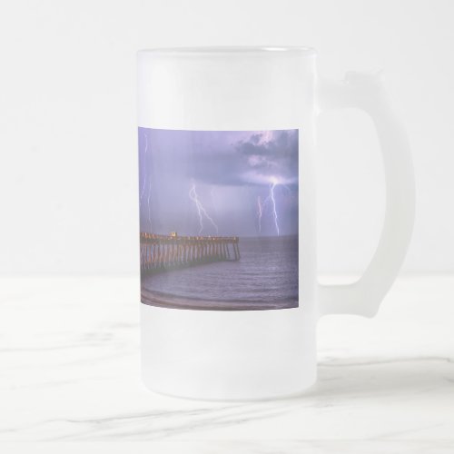 Navarre Florida Lightning Storm Frosted Glass Beer Frosted Glass Beer Mug