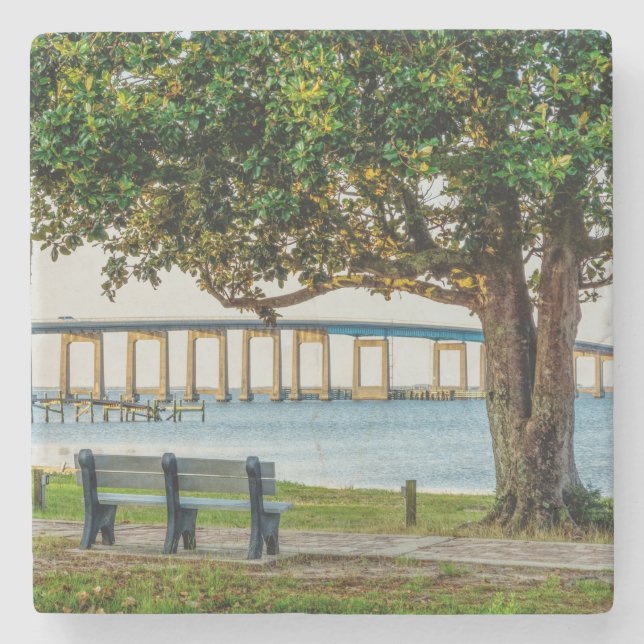 Navarre Park Bench and Bridge Stone Coaster (Front)