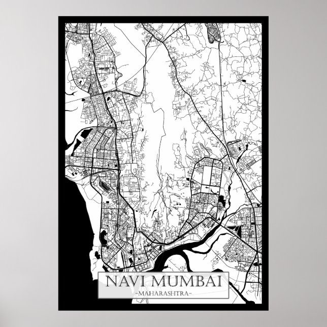 Navi Mumbai Maharashtra Map Poster (Front)