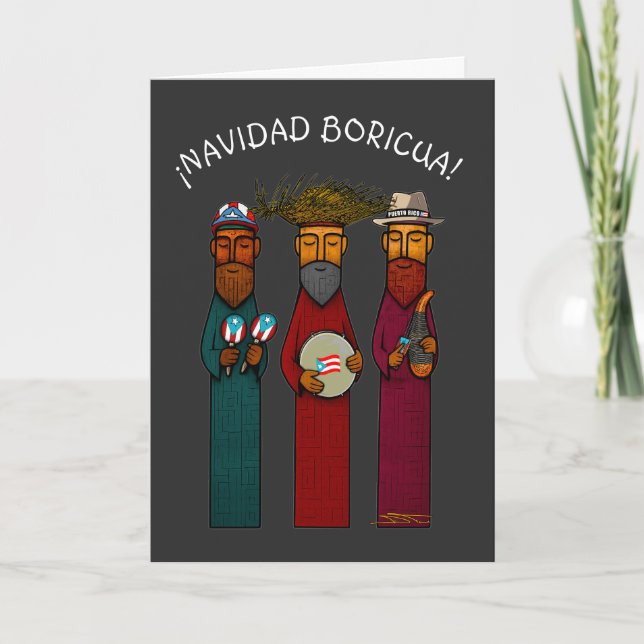 Navidad Boricua Puerto Rico Merry Xmas Holiday Car Card (Front)
