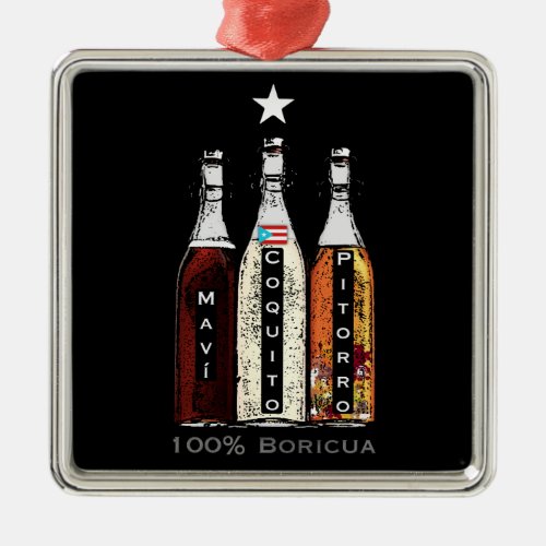 Navidad Boricua Puerto Rico Traditional Drinks Metal Ornament