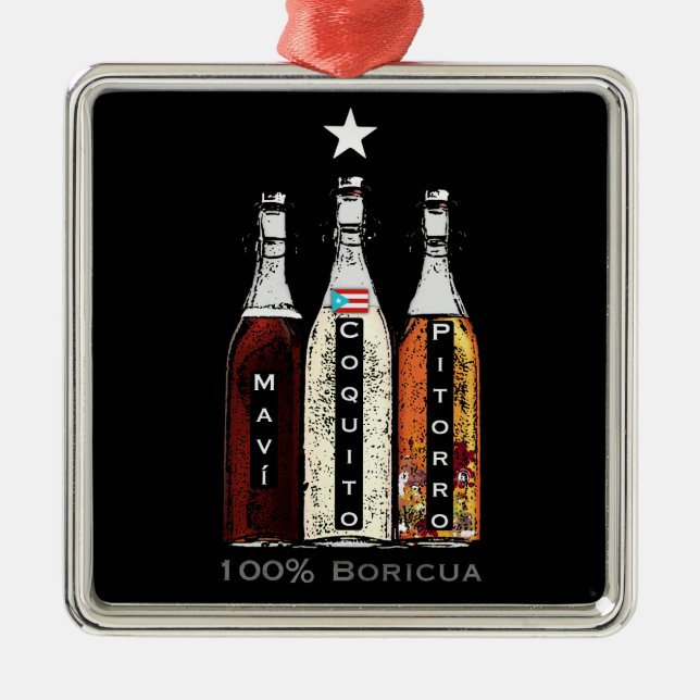 Navidad Boricua Puerto Rico Traditional Drinks Metal Ornament (Front)