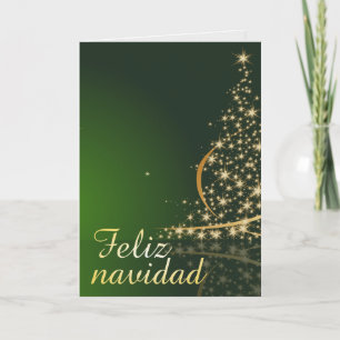 navideño verde con arbol de navidad. card