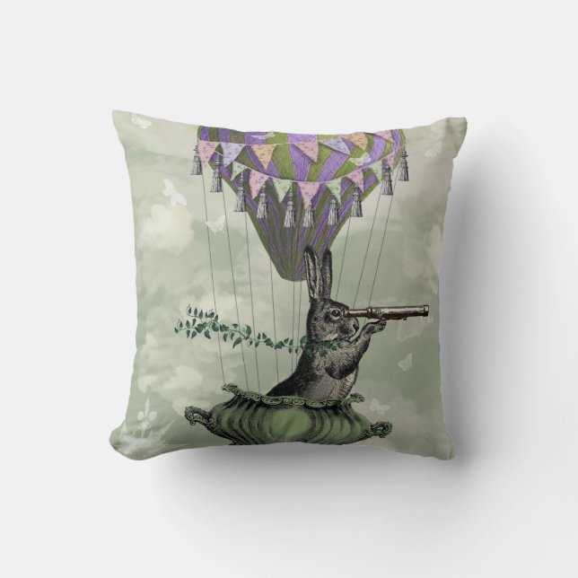 Navigating Rabbit Throw Pillow (Front)