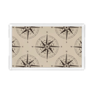Navigation Compass Pattern Acrylic Tray