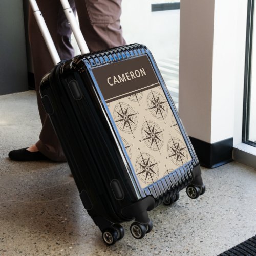 Navigation Compass Pattern  Add Your Name Luggage