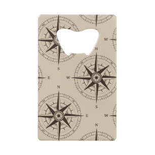 Navigation Compass Pattern Credit Card Bottle Opener