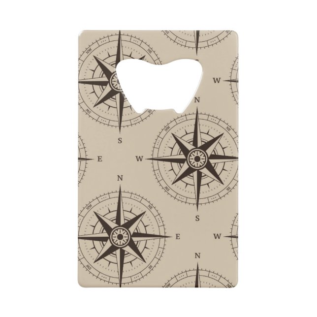 Navigation Compass Pattern Credit Card Bottle Opener (Front)