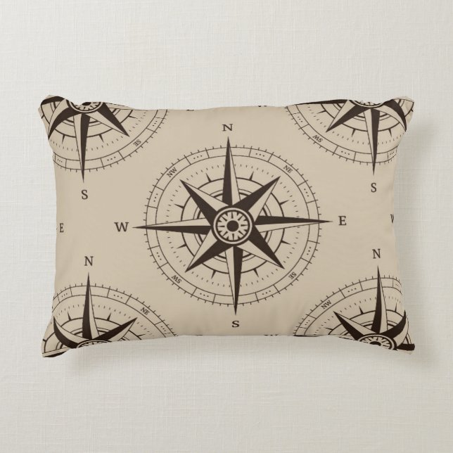 Navigation Compass Pattern Decorative Pillow (Front)