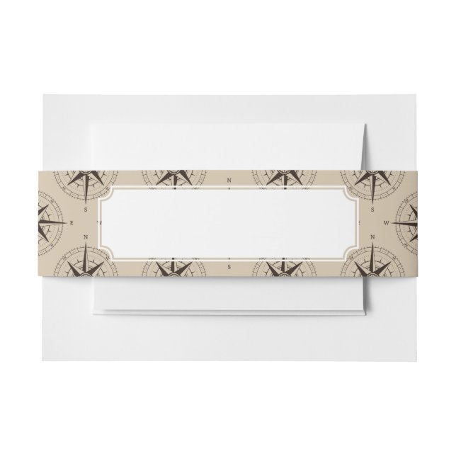Navigation Compass Pattern Invitation Belly Band (Front Example)