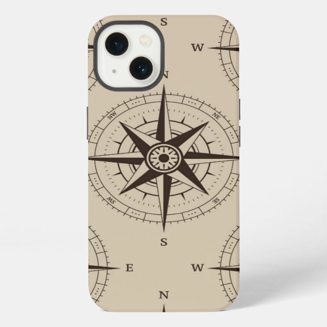 Navigation Compass Pattern Iphone Case (Back)