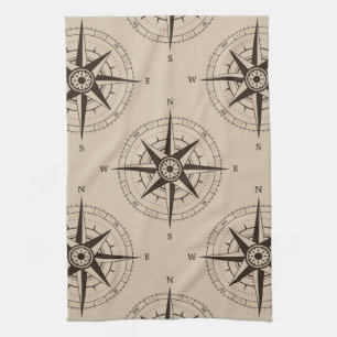 Navigation Compass Pattern Towel