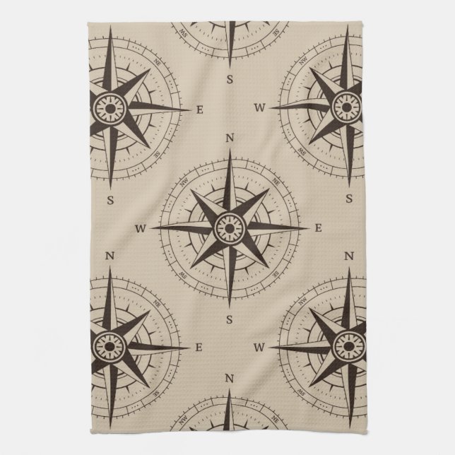 Navigation Compass Pattern Towel (Vertical)