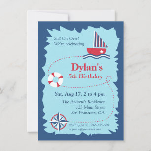 Navigation Map, Nautical Birthday Party Invitation
