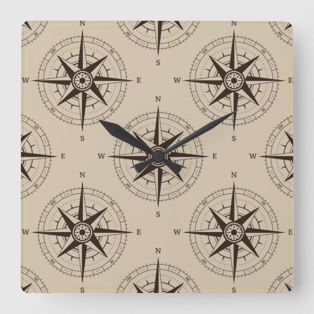 navigation pattern square wall clock (Front)
