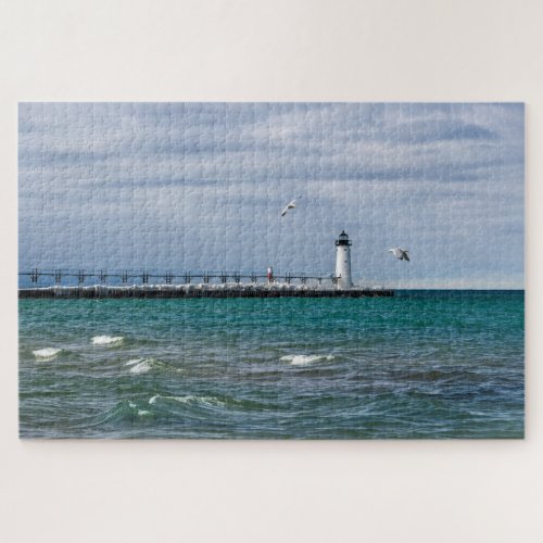 Navigational Aids on Lake Michigan in Manistee Jigsaw Puzzle