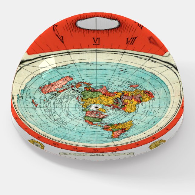 Navigational World Map Dome Flat Earth Model Paperweight (Angled)