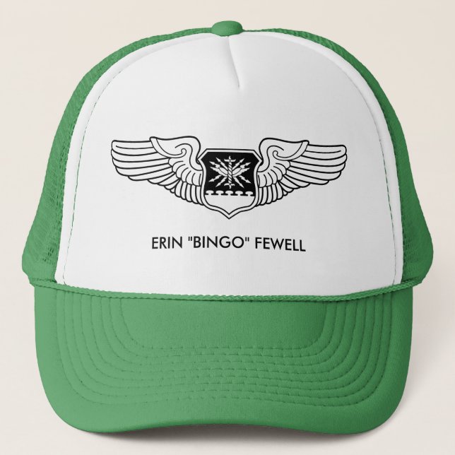 Navigator Wings Black Line Drawing Custom Name Trucker Hat (Front)