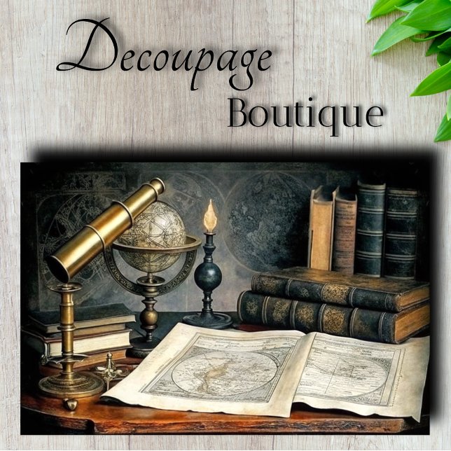 Navigator's Desk Vintage Globe Decoupage Tissue Paper (Antique Navigator's Study Decoupage Tissue Paper)