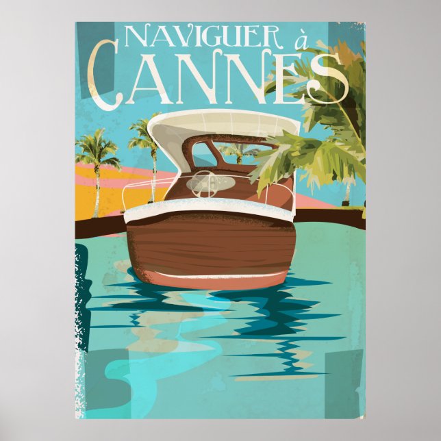 naviguer à Cannes (sail to) Vintage Travel poster (Front)