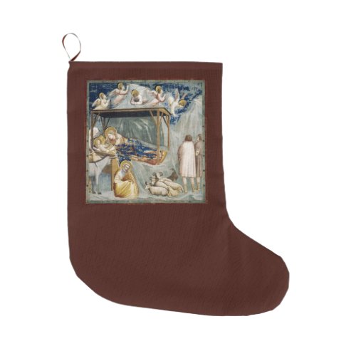 Navitity Birth of Jesus Christ by Giotto Large Christmas Stocking