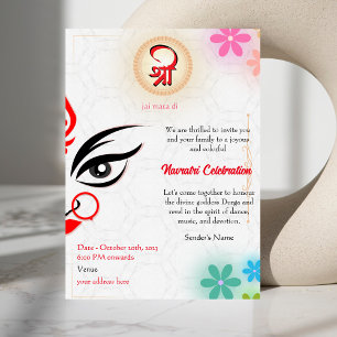 Navratri Durga Puja Celebration Floral Invitation