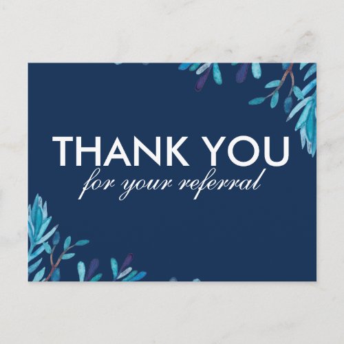 Navty and blue REFERRAL THANK YOU POSTCARD